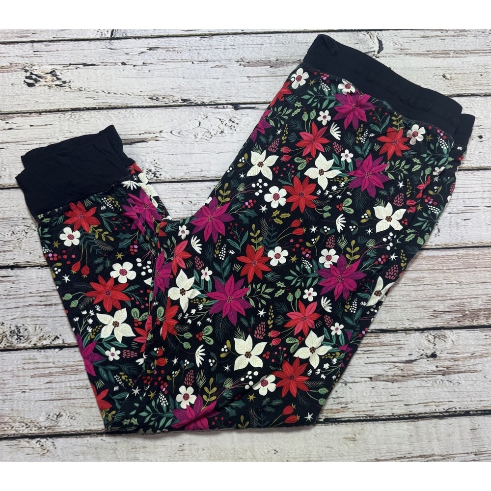 Little Sleepies Pajama Pants Size L Black Floral Womens XXL Bamboo Jogger PJ